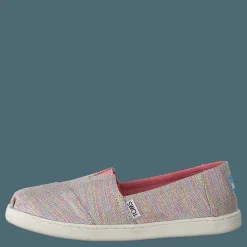 Toms Alpargata Youth Pink Multi Twill Glimmer Rosa och Grå Clearance