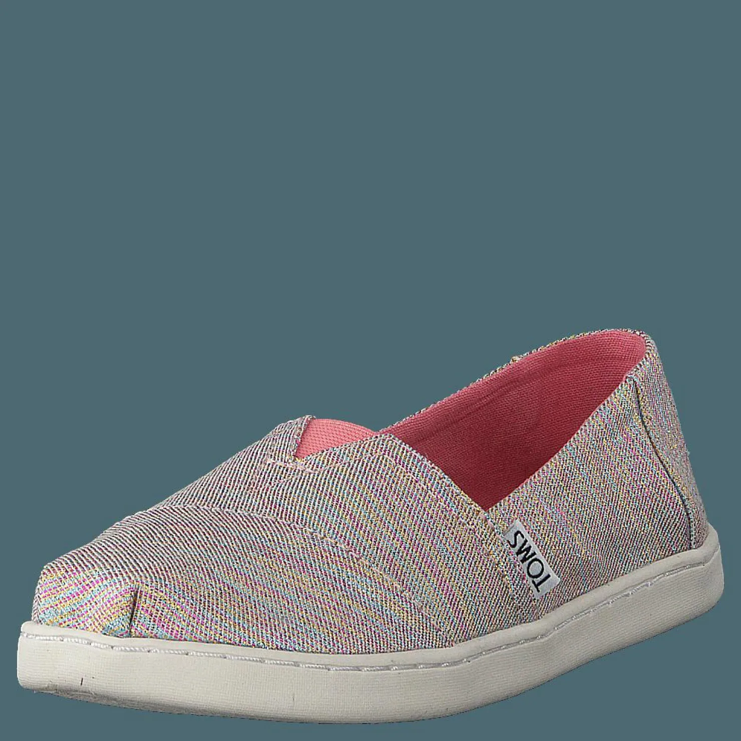 Toms Alpargata Youth Pink Multi Twill Glimmer Rosa och Grå Clearance