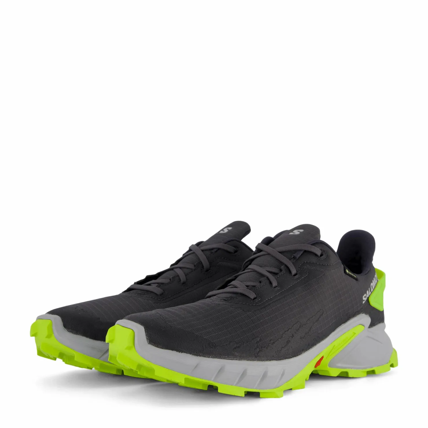 Salomon Alphacross 4 Gtx Ebony/pearl Blue/acid Lime Grå Sale