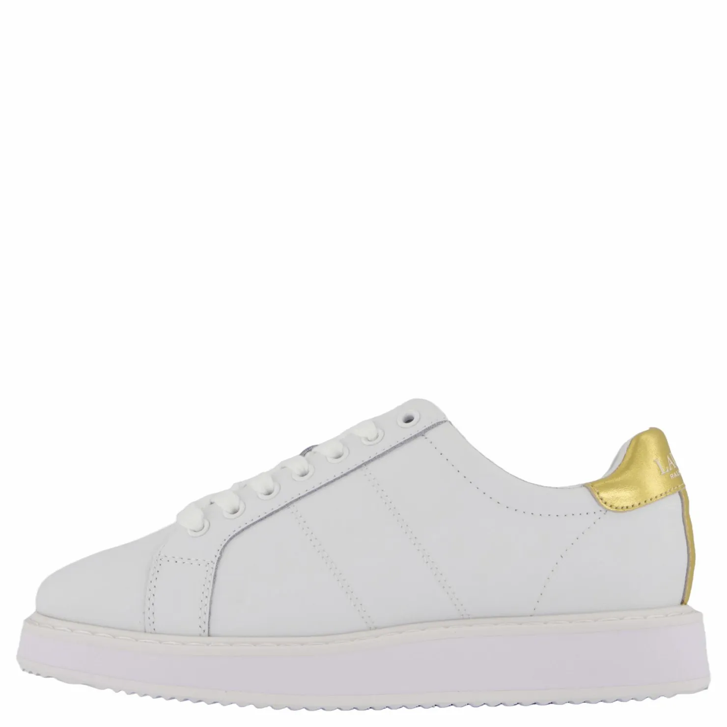 Lauren Ralph Lauren Angeline IV Action Leather Sneaker RL White / RL Gold Vit Online