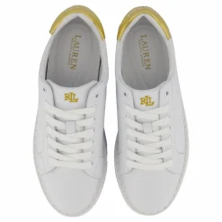 Lauren Ralph Lauren Angeline IV Action Leather Sneaker RL White / RL Gold Vit Online