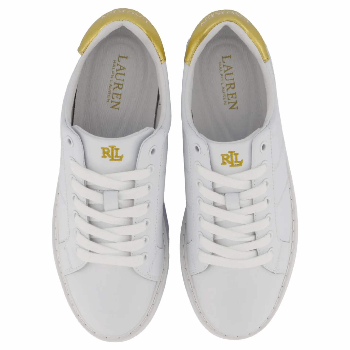 Lauren Ralph Lauren Angeline IV Action Leather Sneaker RL White / RL Gold Vit Online