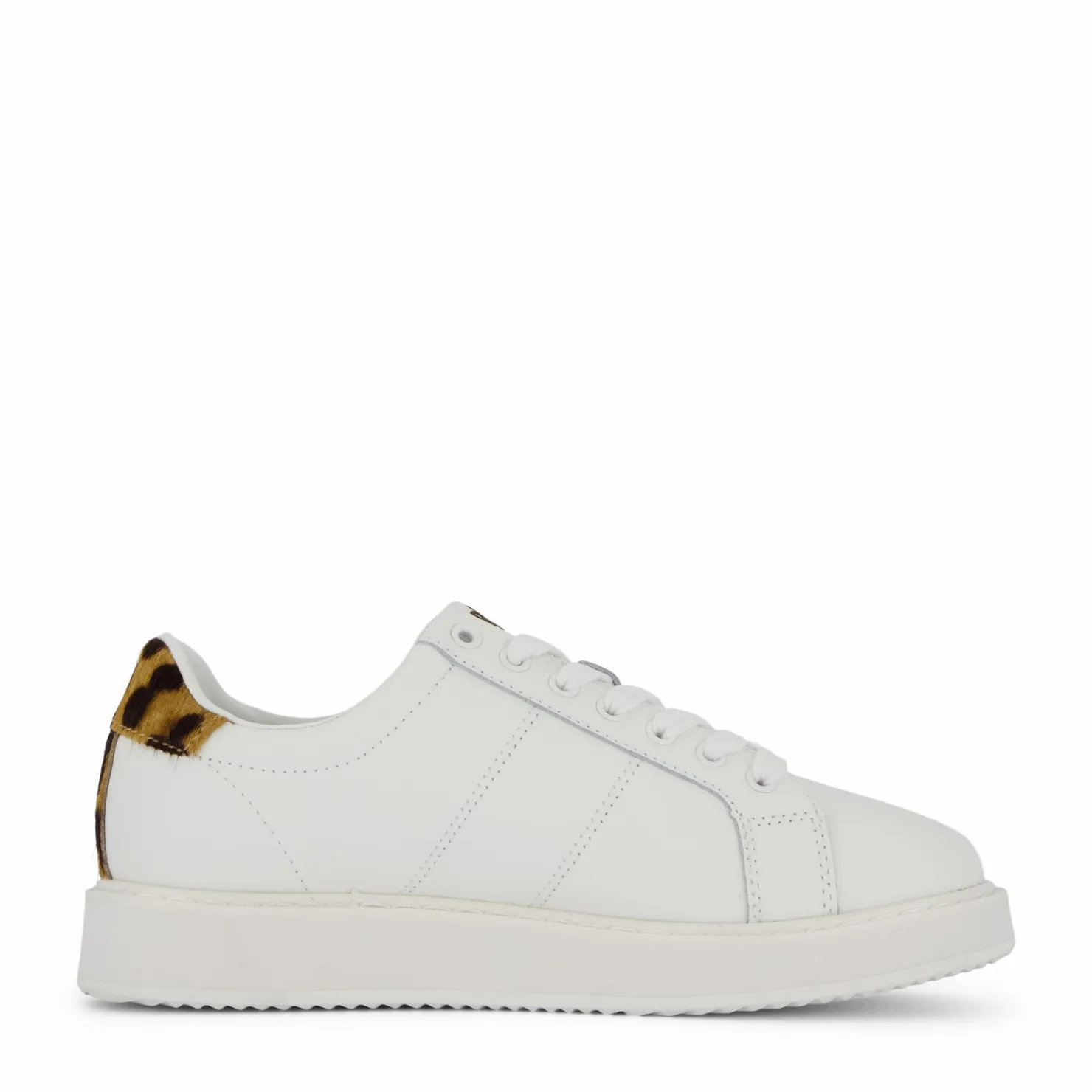 Lauren Ralph Lauren Angeline IV Leather & Haircalf Trainer Snow White/Chestnut Brown Vit