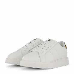 Lauren Ralph Lauren Angeline IV Leather & Haircalf Trainer Snow White/Chestnut Brown Vit
