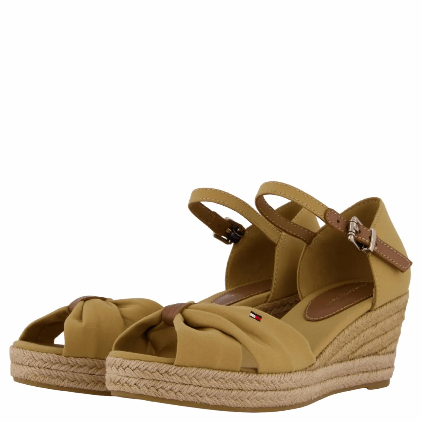 Tommy Hilfiger Basic Open Toe Mid Wedge Khaki Beige Outlet