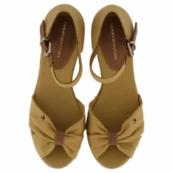 Tommy Hilfiger Basic Open Toe Mid Wedge Khaki Beige Outlet