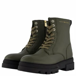 Tommy Hilfiger Bicolor Leather Lace-up Army Green Grön Best