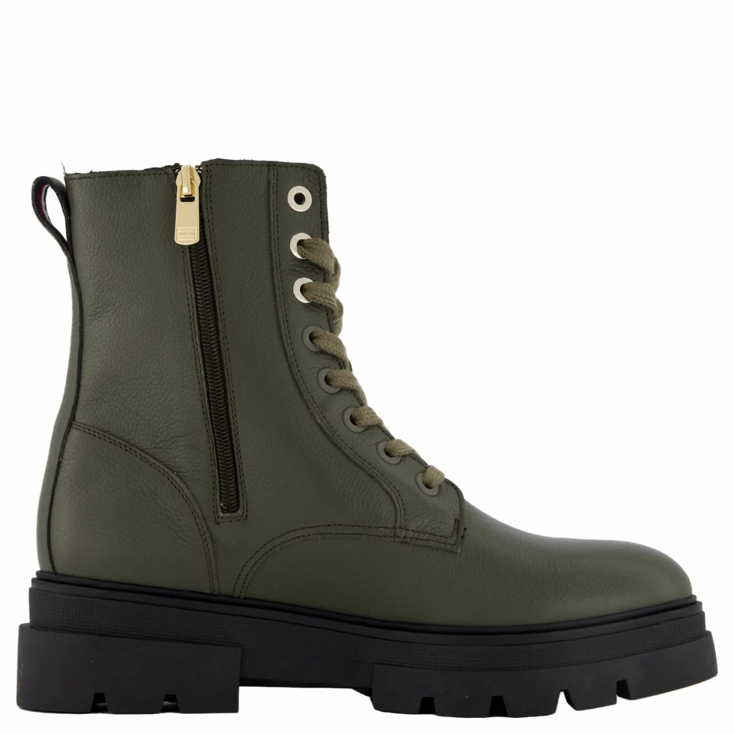 Tommy Hilfiger Bicolor Leather Lace-up Army Green Grön Best