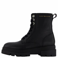 Tommy Hilfiger Bicolor Leather Lace-up Black Svart New