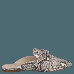 Bianco Birke Assymetric Bow Mule 610 - Snake Grå, Beige och Brun