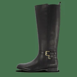 Lauren Ralph Lauren Blayke Burnished Leather Tall Boot Black Svart Online