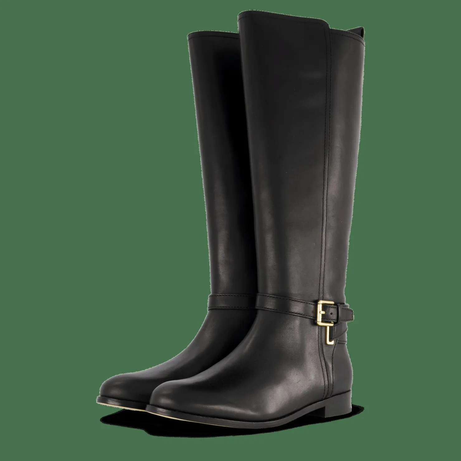Lauren Ralph Lauren Blayke Burnished Leather Tall Boot Black Svart Online