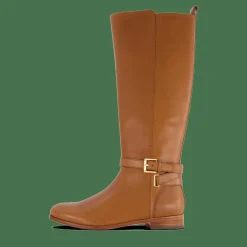Lauren Ralph Lauren Blayke Burnished Leather Tall Boot Deep Saddle Tan Brun Best