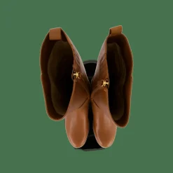 Lauren Ralph Lauren Blayke Burnished Leather Tall Boot Deep Saddle Tan Brun Best