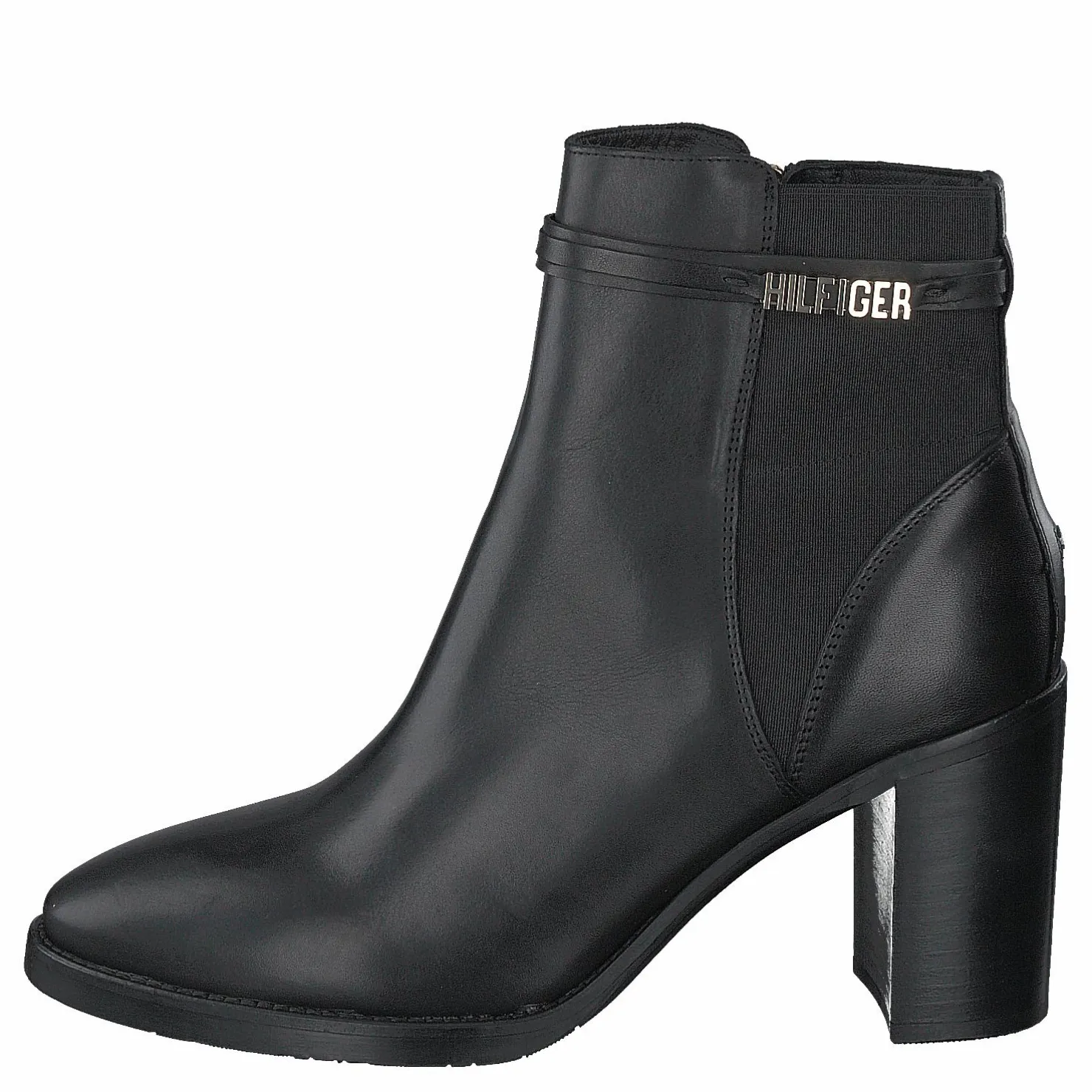 Tommy Hilfiger Block Branding High Heel Boot Black Svart Discount