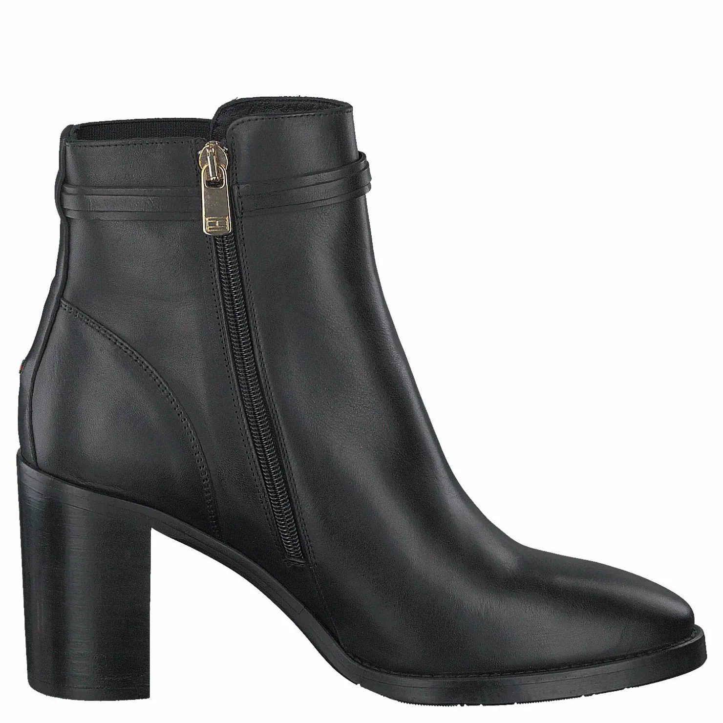 Tommy Hilfiger Block Branding High Heel Boot Black Svart Discount