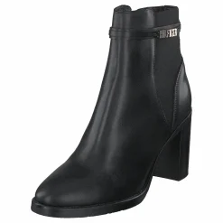 Tommy Hilfiger Block Branding High Heel Boot Black Svart Discount