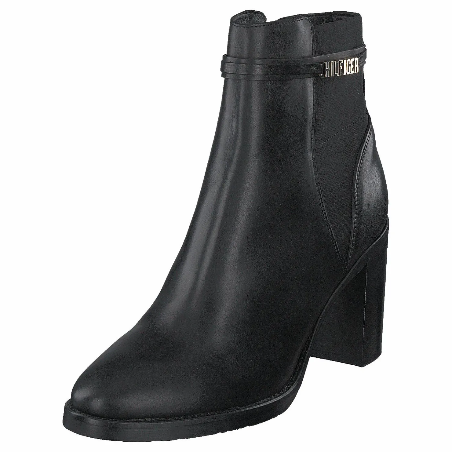 Tommy Hilfiger Block Branding High Heel Boot Black Svart Discount