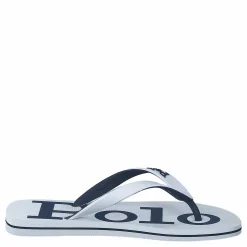 Polo Ralph Lauren Bolt Logo Flip-Flop White / Newport Navy Vit Discount