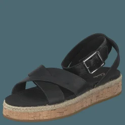 Clarks Botanic Poppy Black Leather Svart Outlet