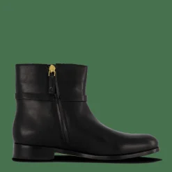 Lauren Ralph Lauren Briela Burnished Leather Bootie Black Svart Hot