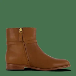 Lauren Ralph Lauren Briela Burnished Leather Bootie Deep Saddle Tan Brun Discount