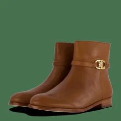 Lauren Ralph Lauren Briela Burnished Leather Bootie Deep Saddle Tan Brun Discount