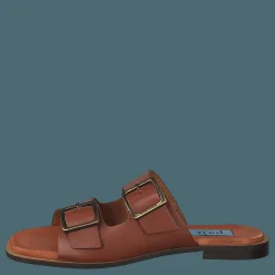 A Pair Buckles Square Flat Cognac Brun Hot