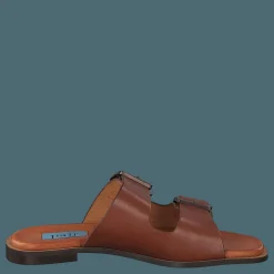 A Pair Buckles Square Flat Cognac Brun Hot