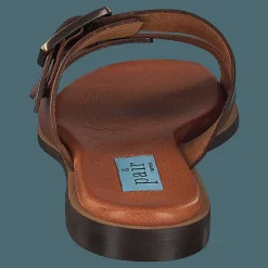 A Pair Buckles Square Flat Cognac Brun Hot