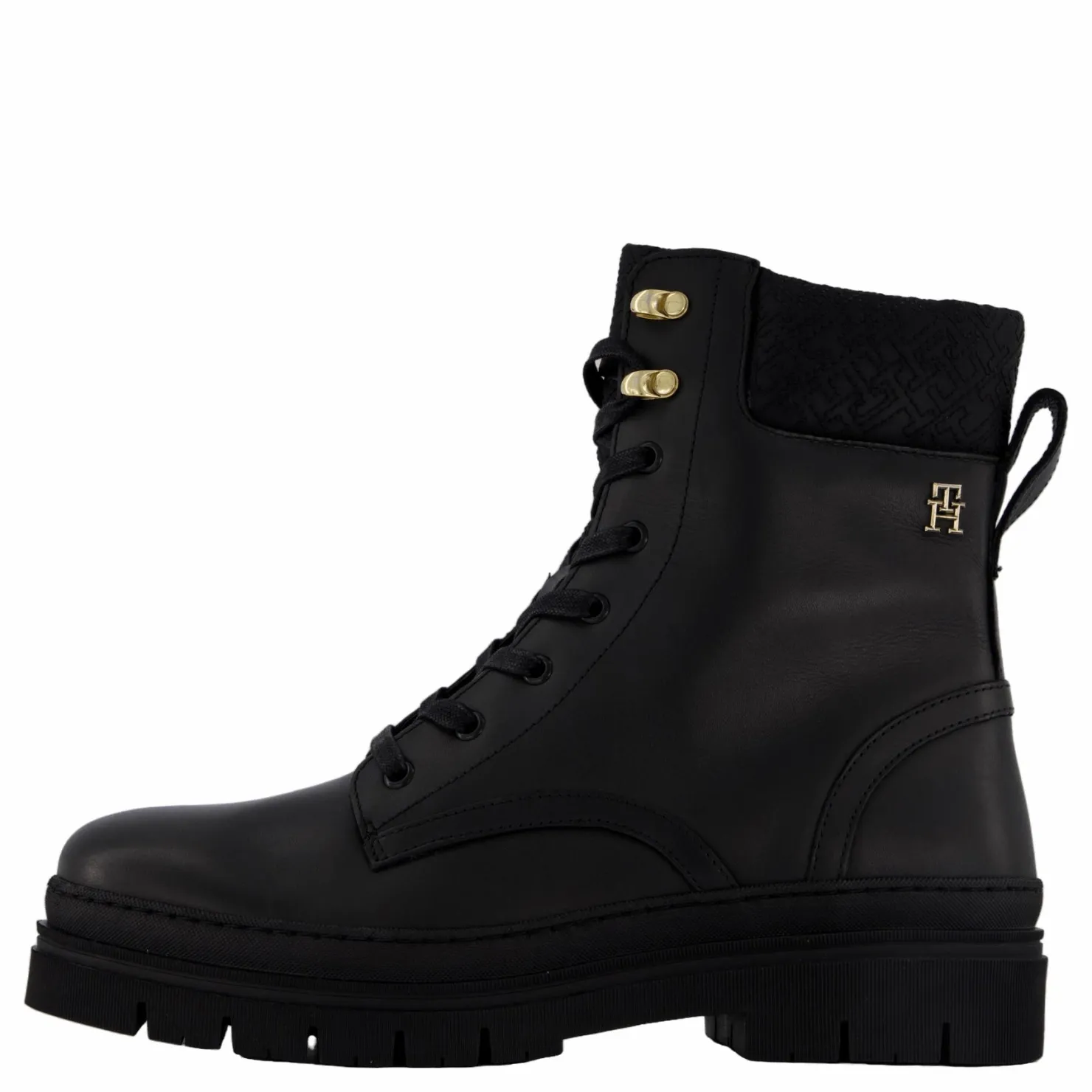 Tommy Hilfiger Cleated Lace-up Lthr Mix Mono Black Svart Online