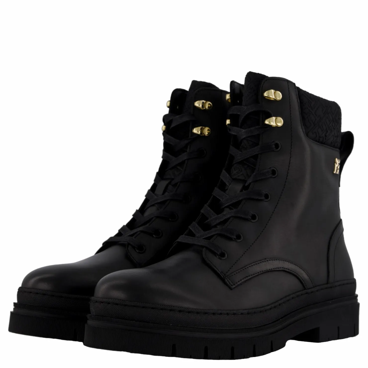 Tommy Hilfiger Cleated Lace-up Lthr Mix Mono Black Svart Online