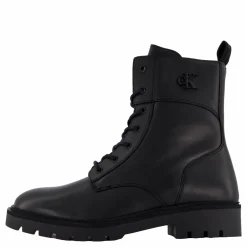 Calvin Klein Combat Boot Mid Zip Lth In Cal Triple Black Svart New