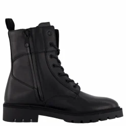 Calvin Klein Combat Boot Mid Zip Lth In Cal Triple Black Svart New