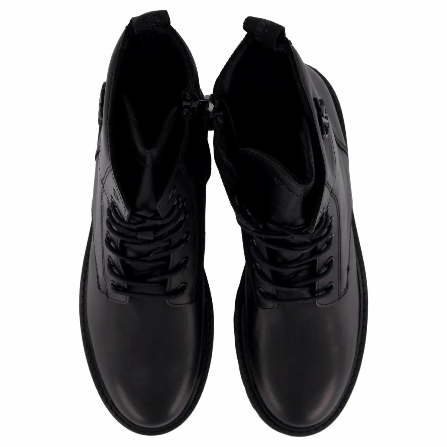 Calvin Klein Combat Boot Mid Zip Lth In Cal Triple Black Svart New