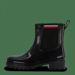 Tommy Hilfiger Corporate Elastic Rainboot Black Svart Outlet