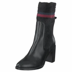 Tommy Hilfiger Cosy High Heel Leather Black Svart Clearance