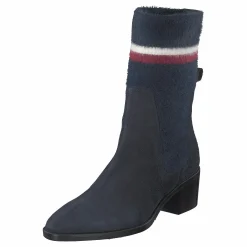 Tommy Hilfiger Cosy Mid Heel Suede Cki Midnight Blå Discount