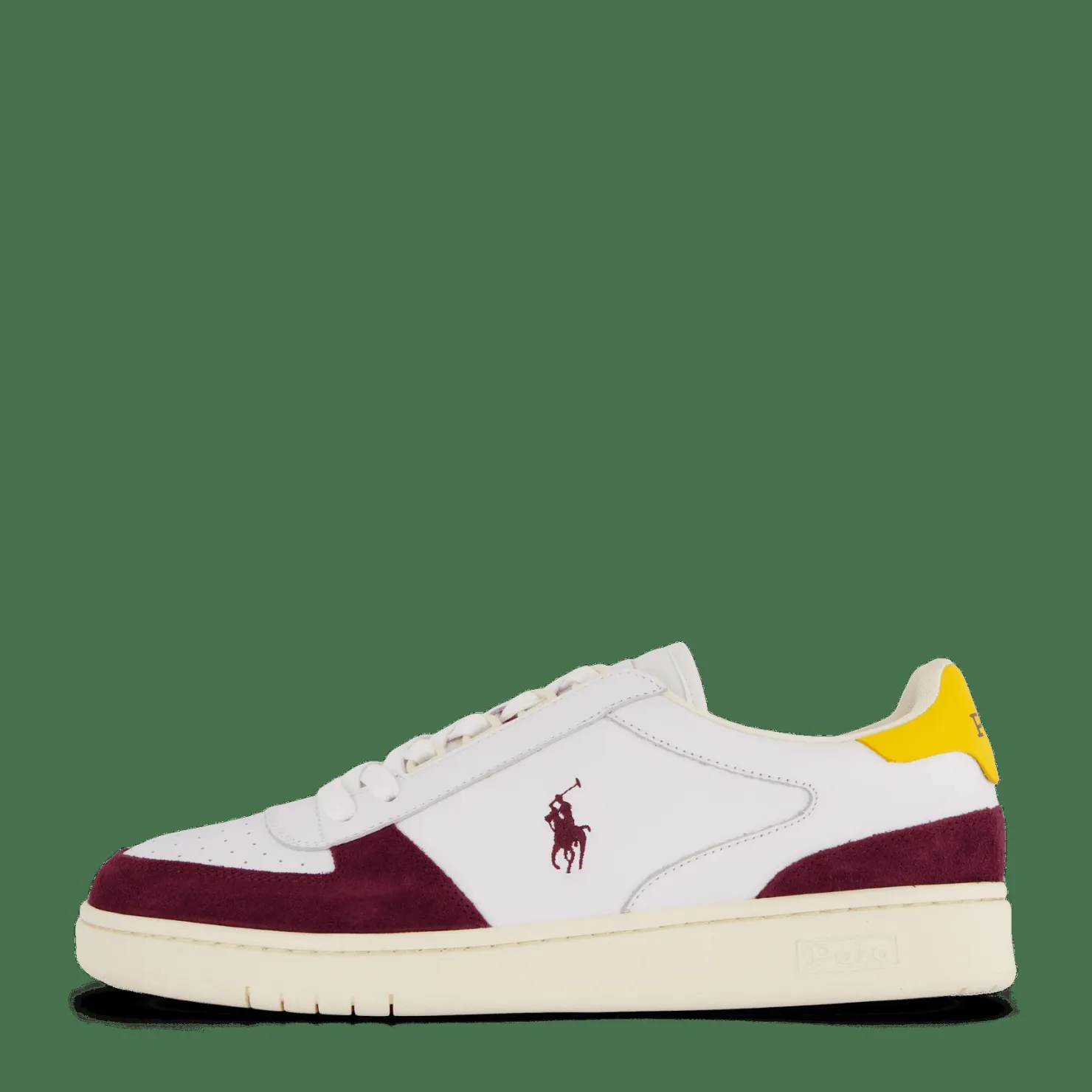 Polo Ralph Lauren Court Leather-Suede Sneaker White / Wine / Gold Vit Outlet