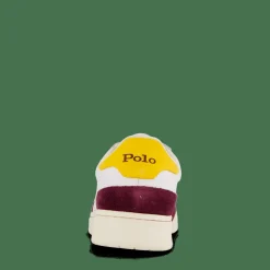 Polo Ralph Lauren Court Leather-Suede Sneaker White / Wine / Gold Vit Outlet