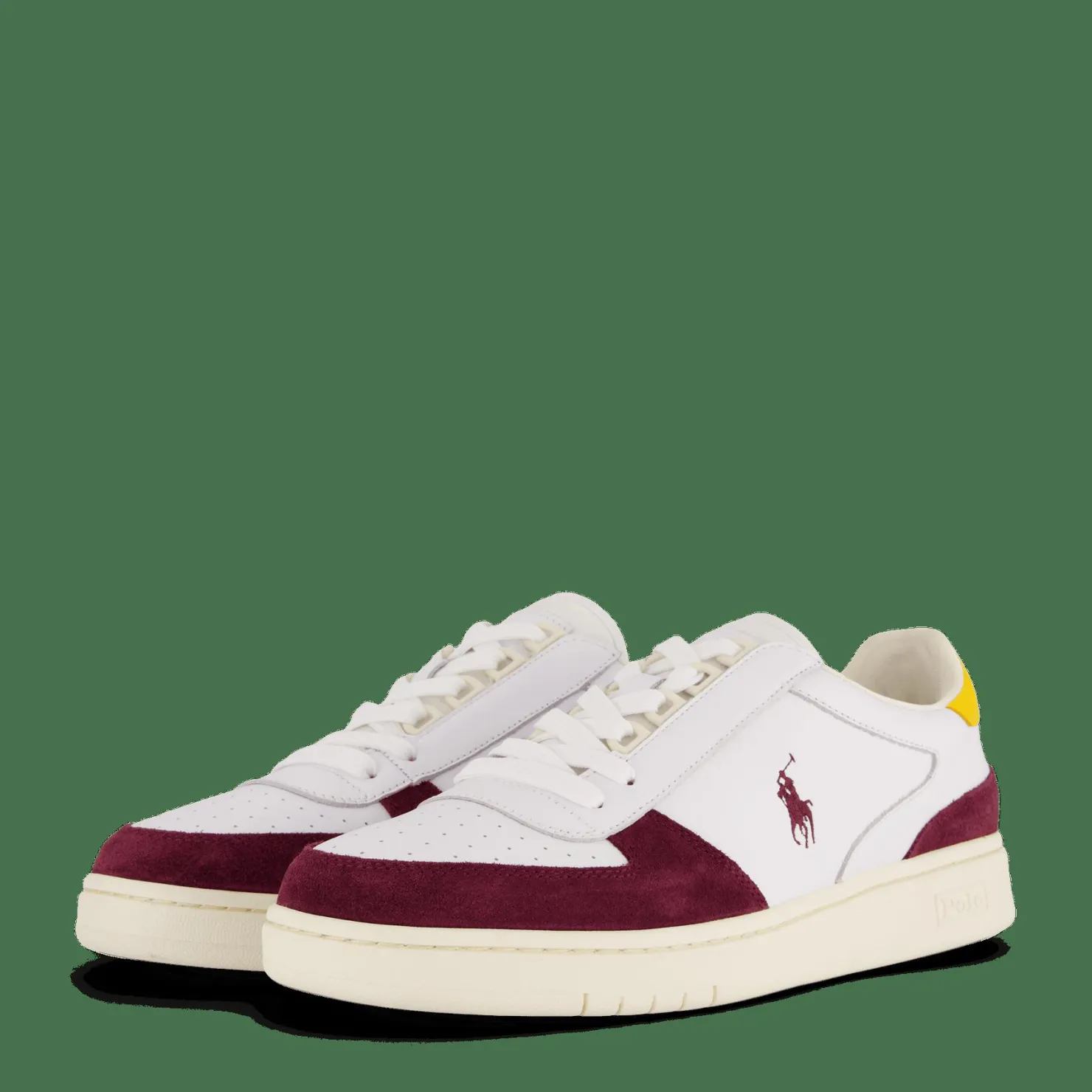 Polo Ralph Lauren Court Leather-Suede Sneaker White / Wine / Gold Vit Outlet