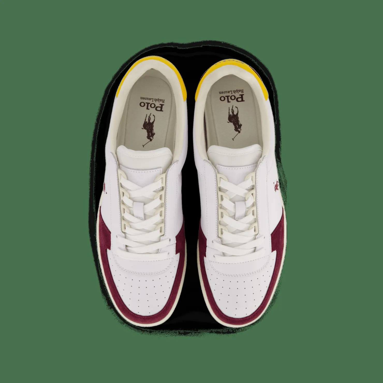 Polo Ralph Lauren Court Leather-Suede Sneaker White / Wine / Gold Vit Outlet