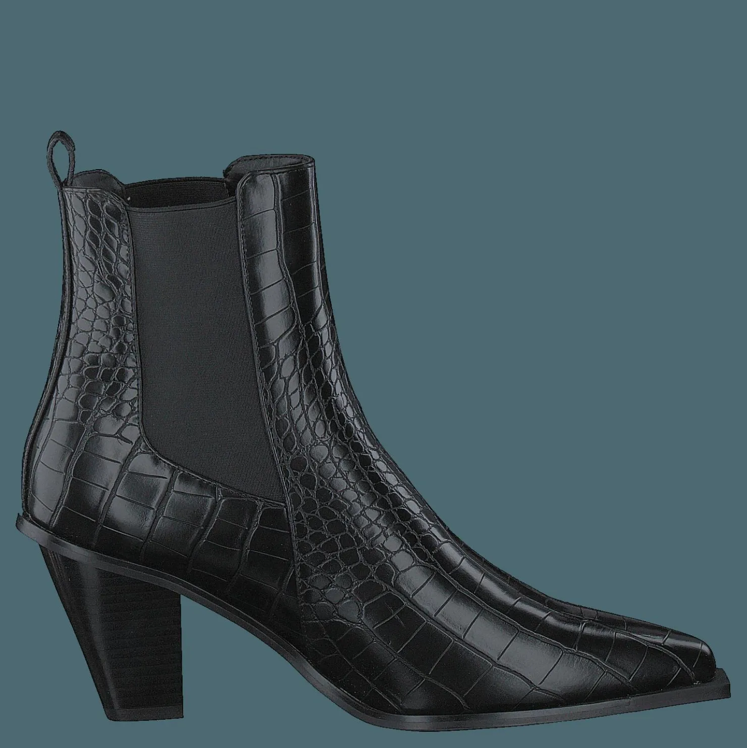 NA-KD Croc Pointy Block Heel Black Svart Hot