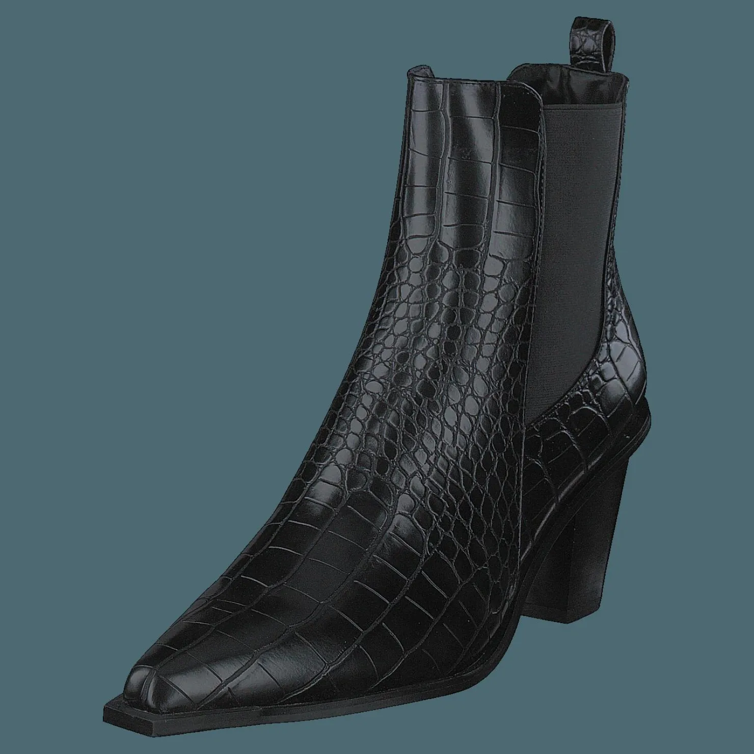NA-KD Croc Pointy Block Heel Black Svart Hot