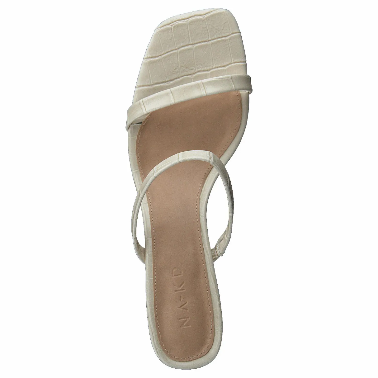 NA-KD Croc Squared Strap Sandals Offwhite Vit Hot