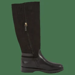 Lauren Ralph Lauren Emelie Leather & Suede Riding Boot Black/Black Svart Sale