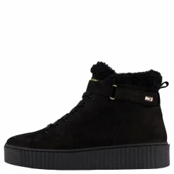 Tommy Hilfiger Faux Fur Nubuck Low Lace-up Black Svart