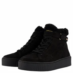 Tommy Hilfiger Faux Fur Nubuck Low Lace-up Black Svart