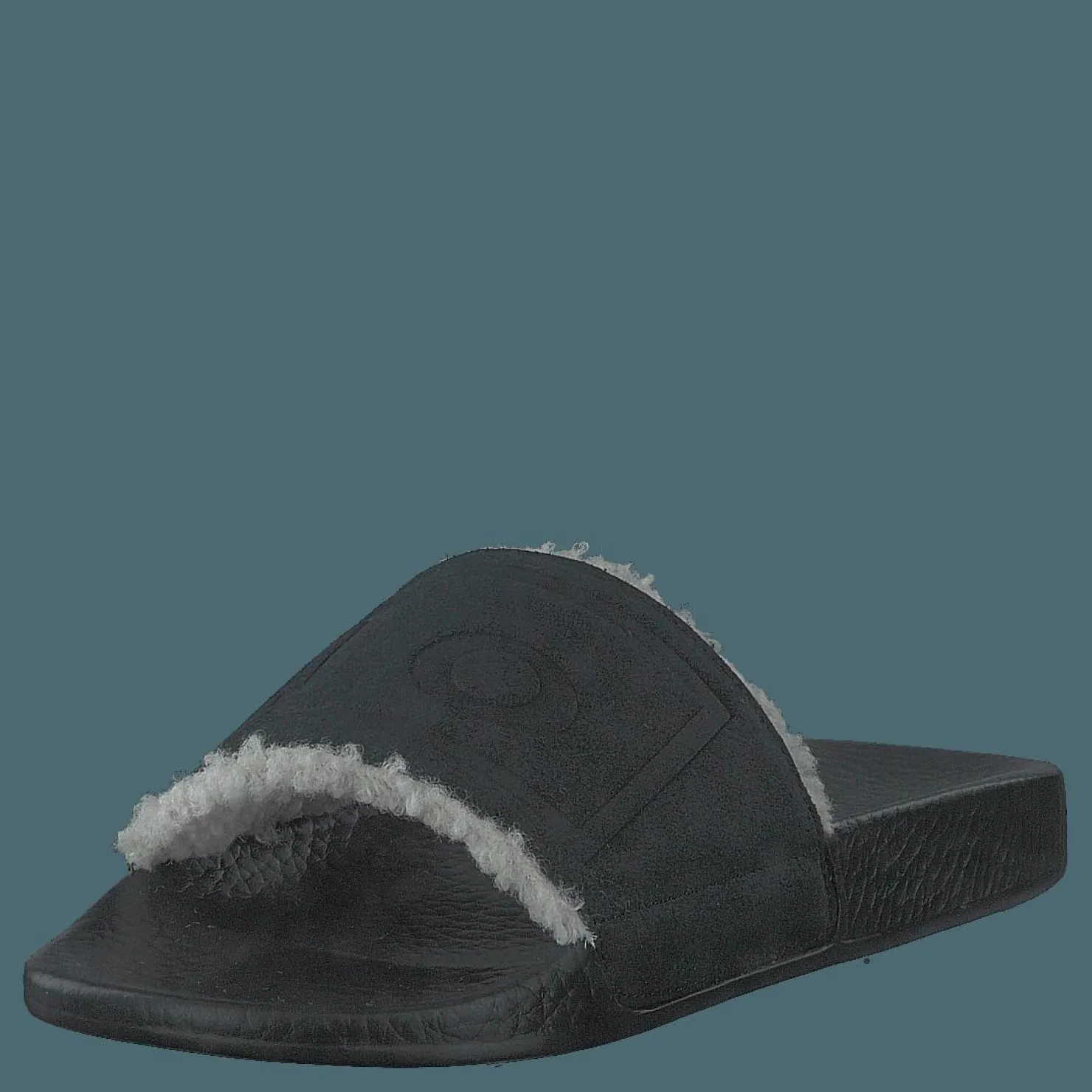 Polo Ralph Lauren Faux-Shearling–Lined Suede Slide Black Svart Hot