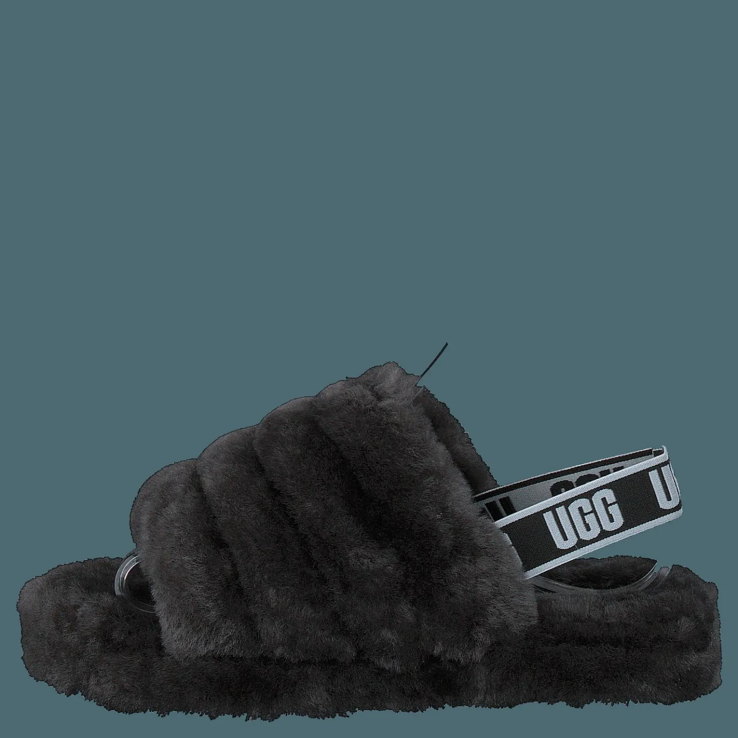 UGG Fluff Yeah Slide Charcoal Svart Sale